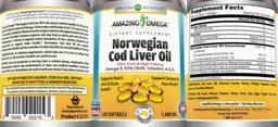 Label for Norwegian Cod Liver Oil 1,000 mg Fresh Lemon Flavor