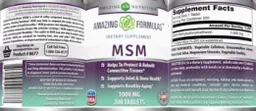 Label for MSM 1000 mg