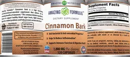 Label for Cinnamon Bark 1,000 mg