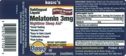 Label for Melatonin 3 mg Natural Orange Flavor