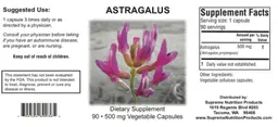 Label for Astragalus 500 mg