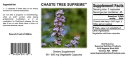 Label for Chaste Tree Supreme 500 mg