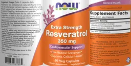 Label for Resveratrol 350 mg