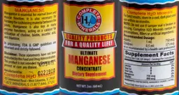 Label for Ultimate Manganese Concentrate