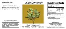 Label for Tulsi Supreme 500 mg