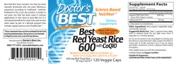 Label for Best Red Yeast Rice 600 With CoQ10