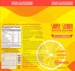 Label for Simply Slender Master Cleanse