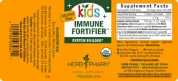 Label for Kids Immune Fortifier Alcohol Free