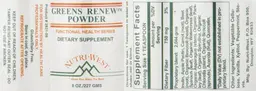 Label for Greens Renew Powder