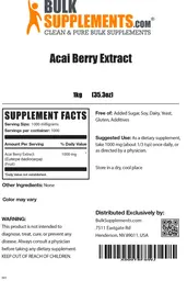 Label for Acai Berry Extract