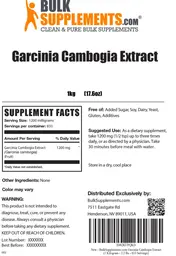 Label for Garcinia Cambogia Extract