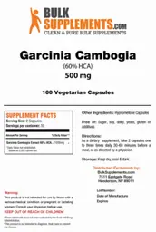 Label for Garcinia Cambogia (60% HCA) 500 mg