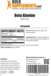Label for Beta Alanine (600 mg)
