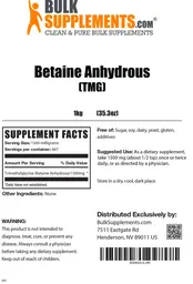 Label for Betaine Anhydrous (TMG)