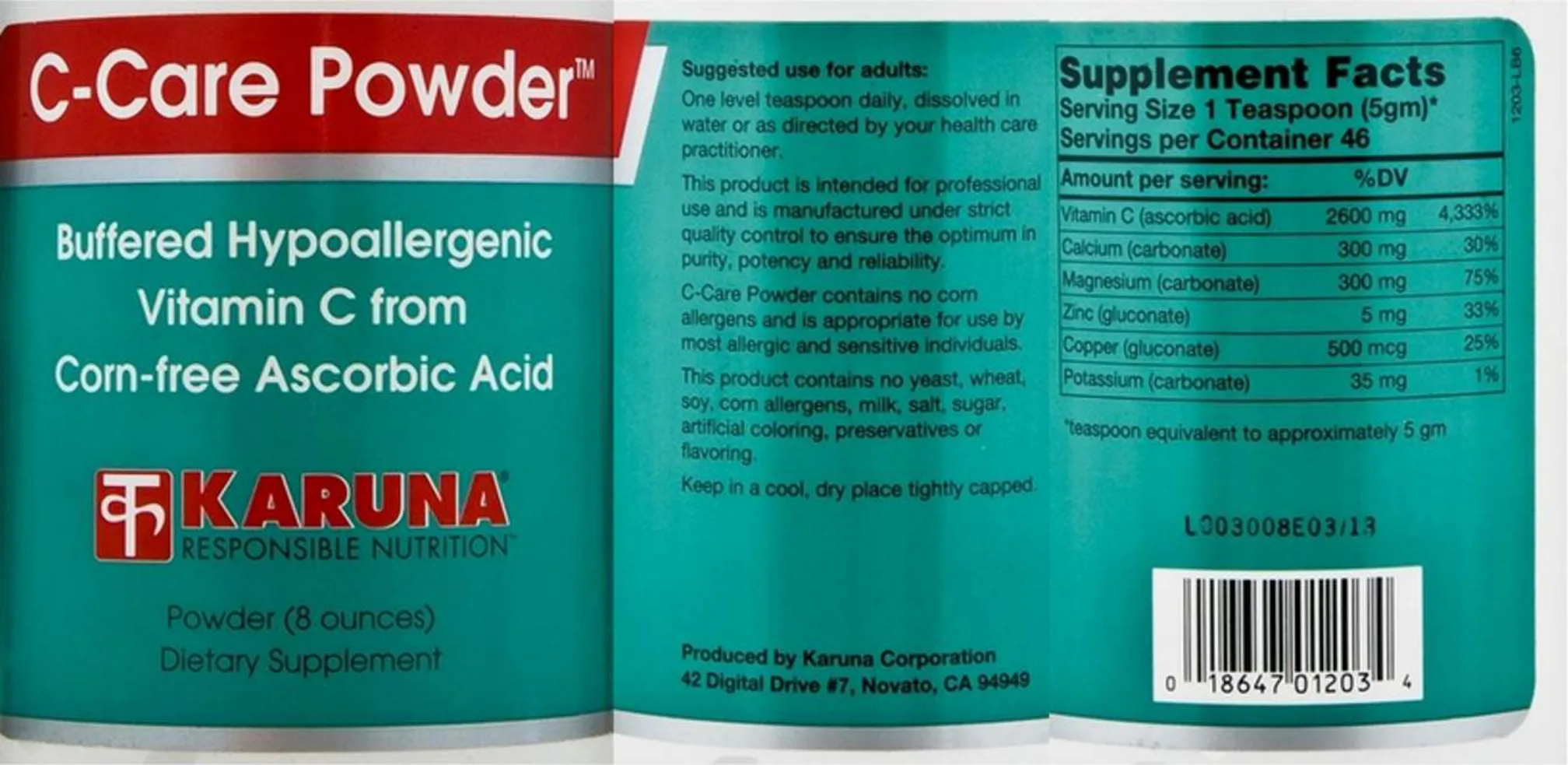Label for C-Care Powder