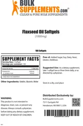 Label for Flaxseed Oil Softgels (1000 mg)