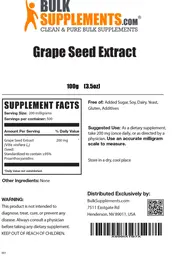Label for Grape Seed Extract