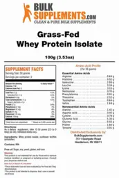 Label for Grass-Fed Whey Protein Isolate