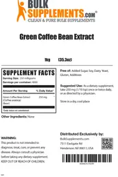Label for Green Coffee Bean Extract