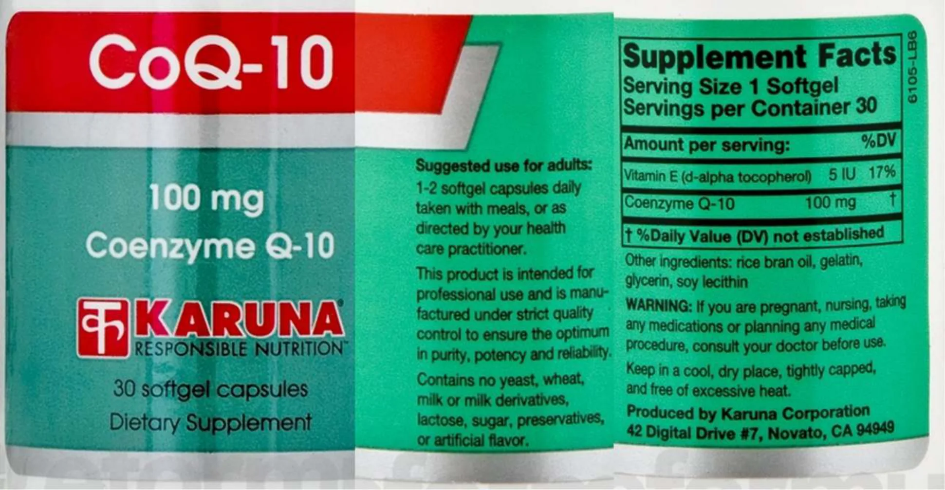 Label for CoQ-10 100 mg