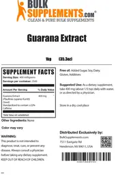 Label for Guarana Extract