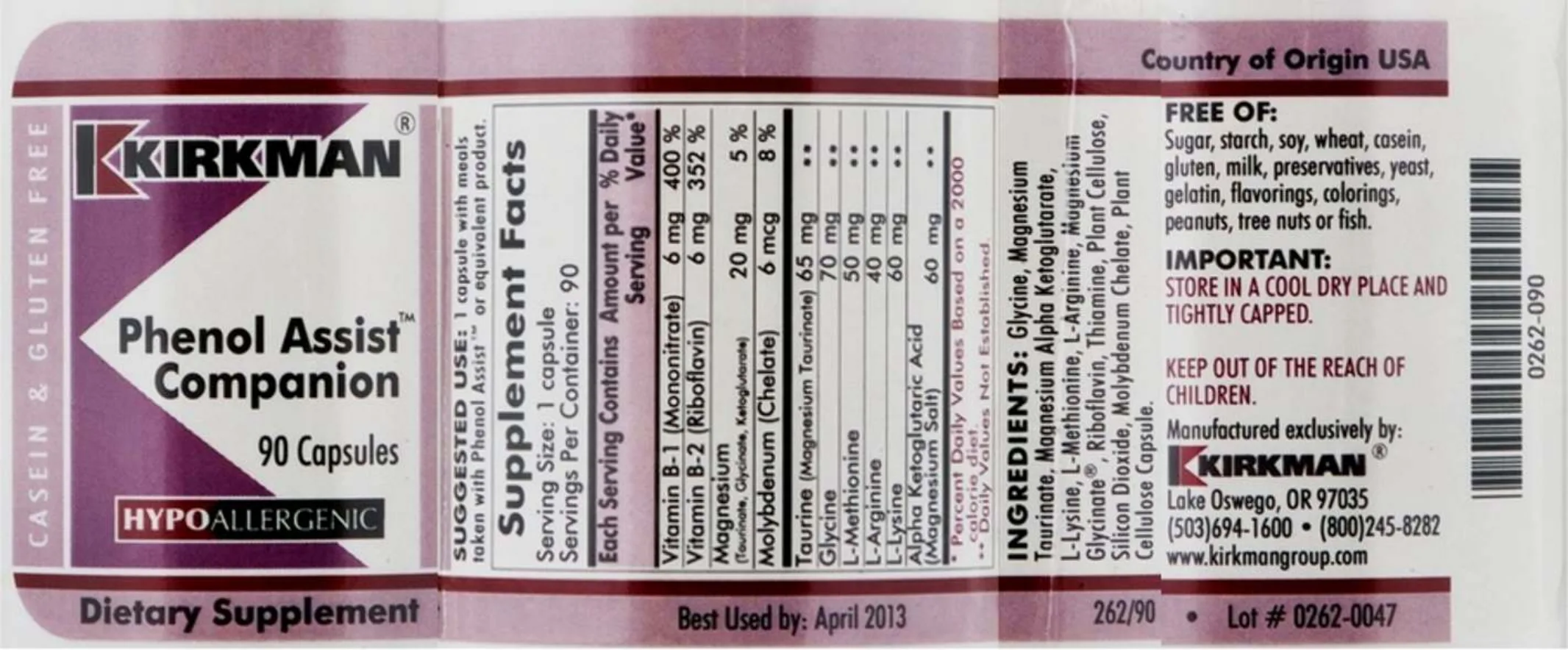 Label for Phenol Assist Companion