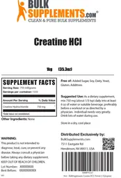 Label for Creatine HCl