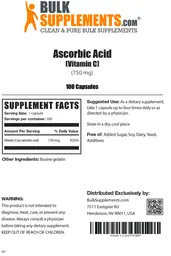 Label for Ascorbic Acid (750 mg)