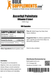 Label for Ascorbyl Palmitate (Vitamin C Ester) (500 mg)