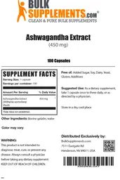 Label for Ashwagandha Extract (450 mg)