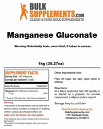 Label for Manganese Gluconate