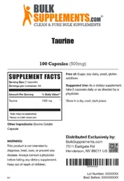 Label for Taurine (500 mg)