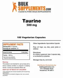 Label for Taurine 500 mg