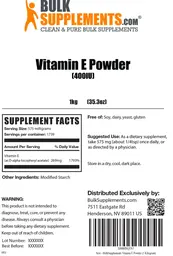 Label for Vitamin E Powder (400 IU)