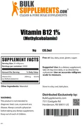 Label for Vitamin B12 1% (Methylcobalamin)