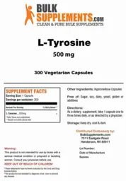 Label for L-Tyrosine 500 mg