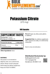 Label for Potassium Citrate (275 mg)