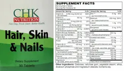 Label for Hair, Skin & Nails