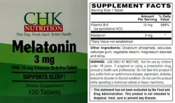 Label for Melatonin 3 mg