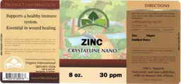 Label for Zinc 30 ppm