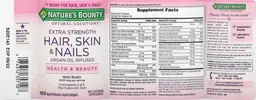Label for Extra Strength Hair, Skin & Nails