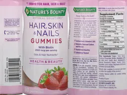 Label for Hair, Skin & Nails Gummies Strawberry Flavored