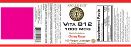 Label for Vita B12 1000 mcg Cherry Flavor