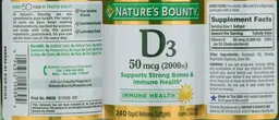 Label for D3 50 mcg (2000 IU)