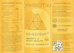 Label for D3 + K2 + CoQ10 Organic Lemon