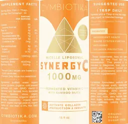 Label for Synergy C 1000 mg Organic Citrus Vanilla