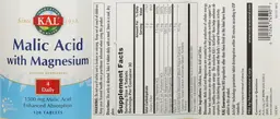 Label for Malic Acid 1500 mg with Magnesium
