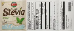 Label for Sure Stevia Extract