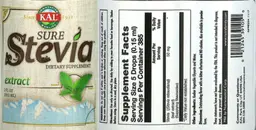 Label for Sure Stevia Extract