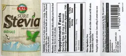 Label for Sure Stevia Extract
